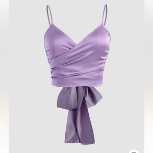Purple Satin Wrap Top